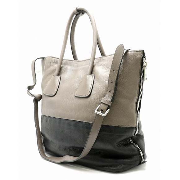 Prada Gray Bag Leather Bag Nero Shoulder Tote Black 2WAY - Picture 1 of 9